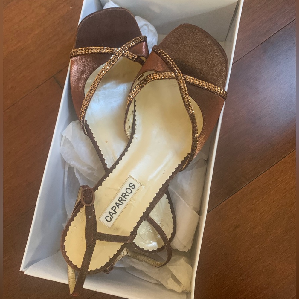 Satin beaded heels for special occasion